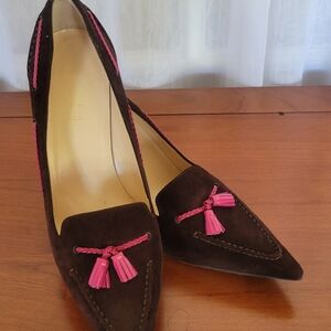 Cole Haan Brown and Pink Suede Heels, Sz 10, NWB